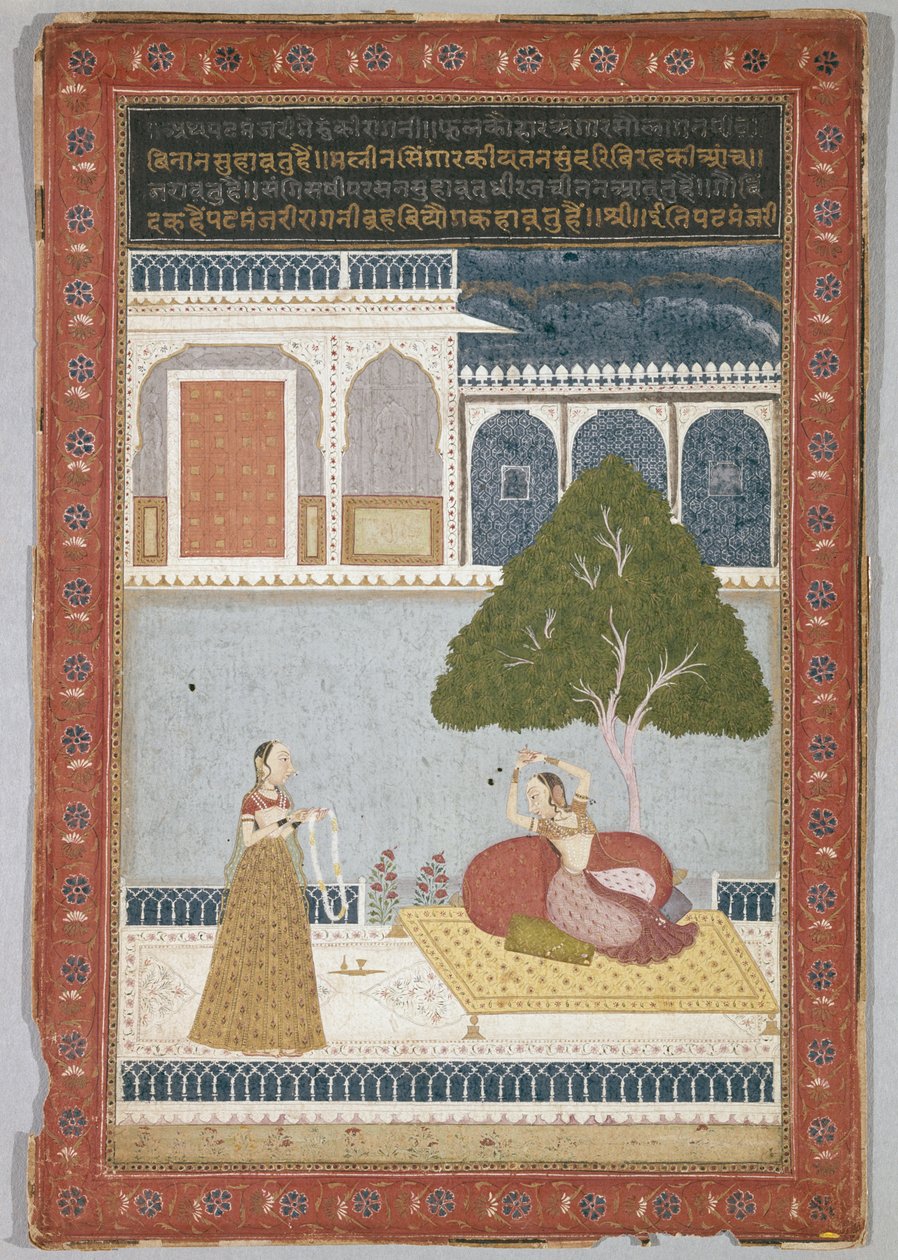 Desvarati Ragini, päivätty 1768 (tempera paperille) tekijältä Indian School