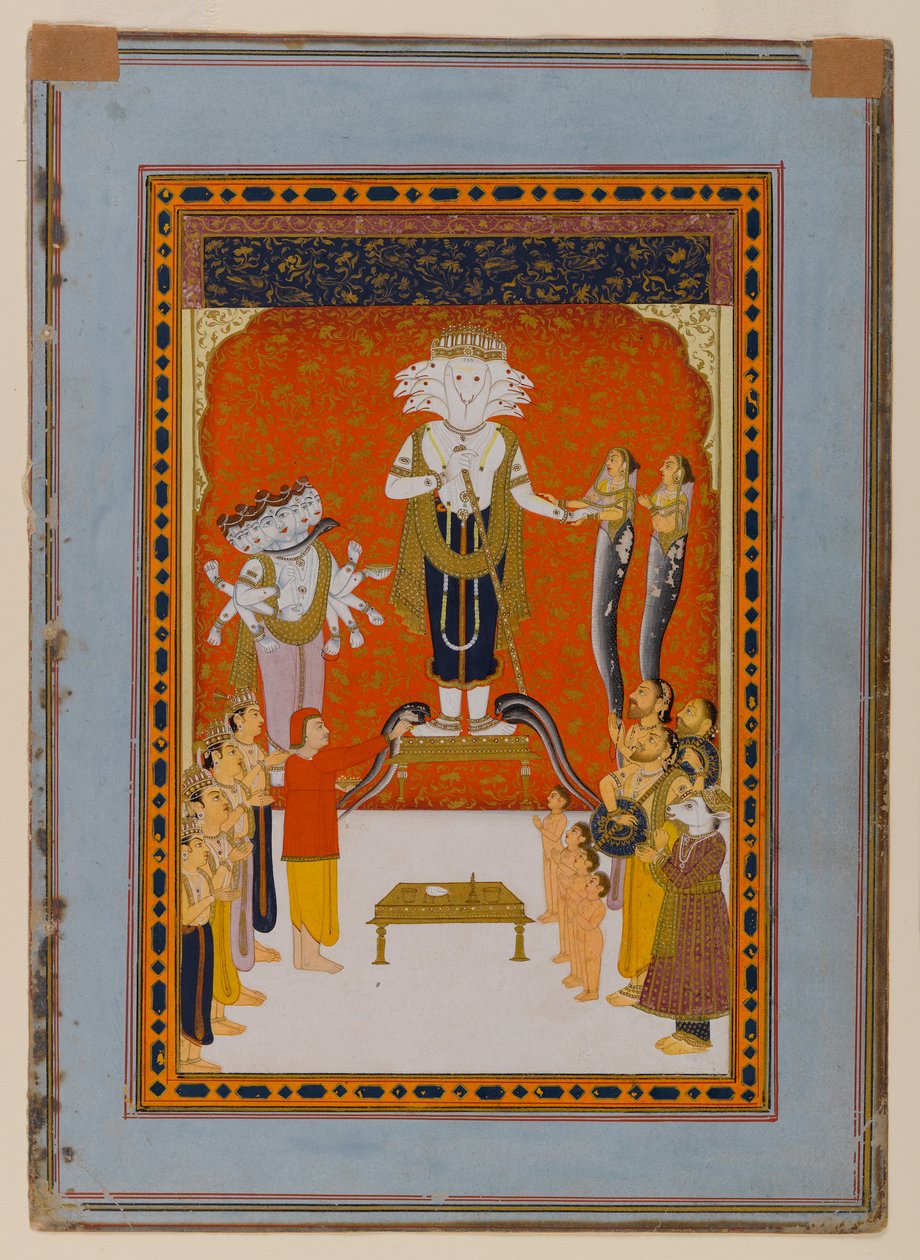 Devoshans To Nagdevata, Rajasthan, S.1790 (WK & Gold On Paper) tekijältä Indian School