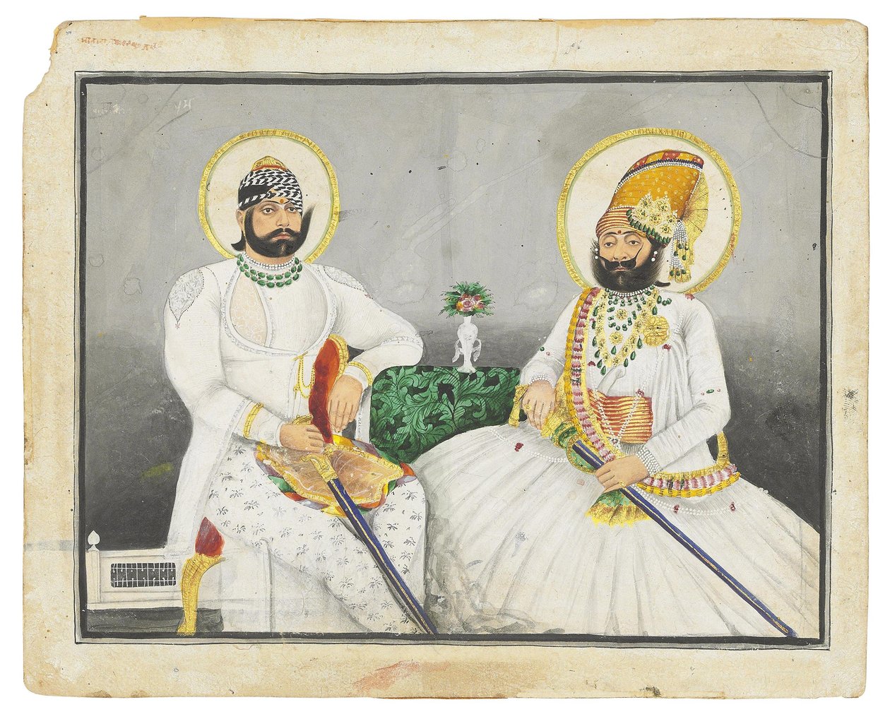 Kaksoismuotokuva Jaswant Singhjistä ja Takhat Singhistä, Jodhpur, 1800-luvun puoliväli tekijältä Indian School