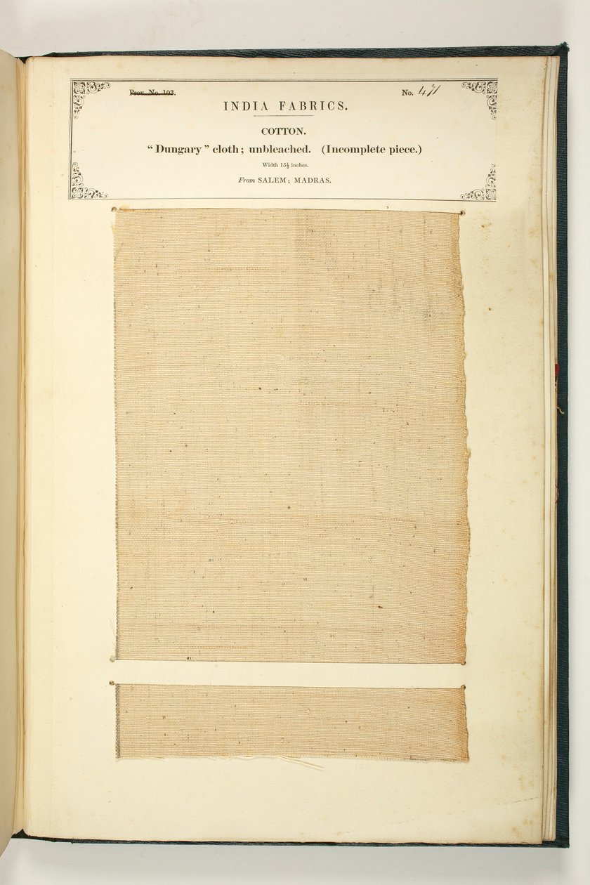 Dungary Cloth, Salem, Madras, kokoelmasta The Collection of the Textile Manufacturers of India, kirjoittanut John Forbes Watson, julkaistu vuonna 1866 tekijältä Indian School
