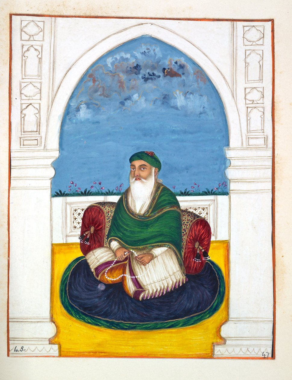 Fakir Imamuddin, kirjasta The Kingdom of the Punjab, its Rulers and Chiefs, osa II, 30 akvarellitutkimuksen osio tunnistamattomalta intialaiselta taiteilijalta, n. 1840 (wc paperilla) tekijältä Indian School