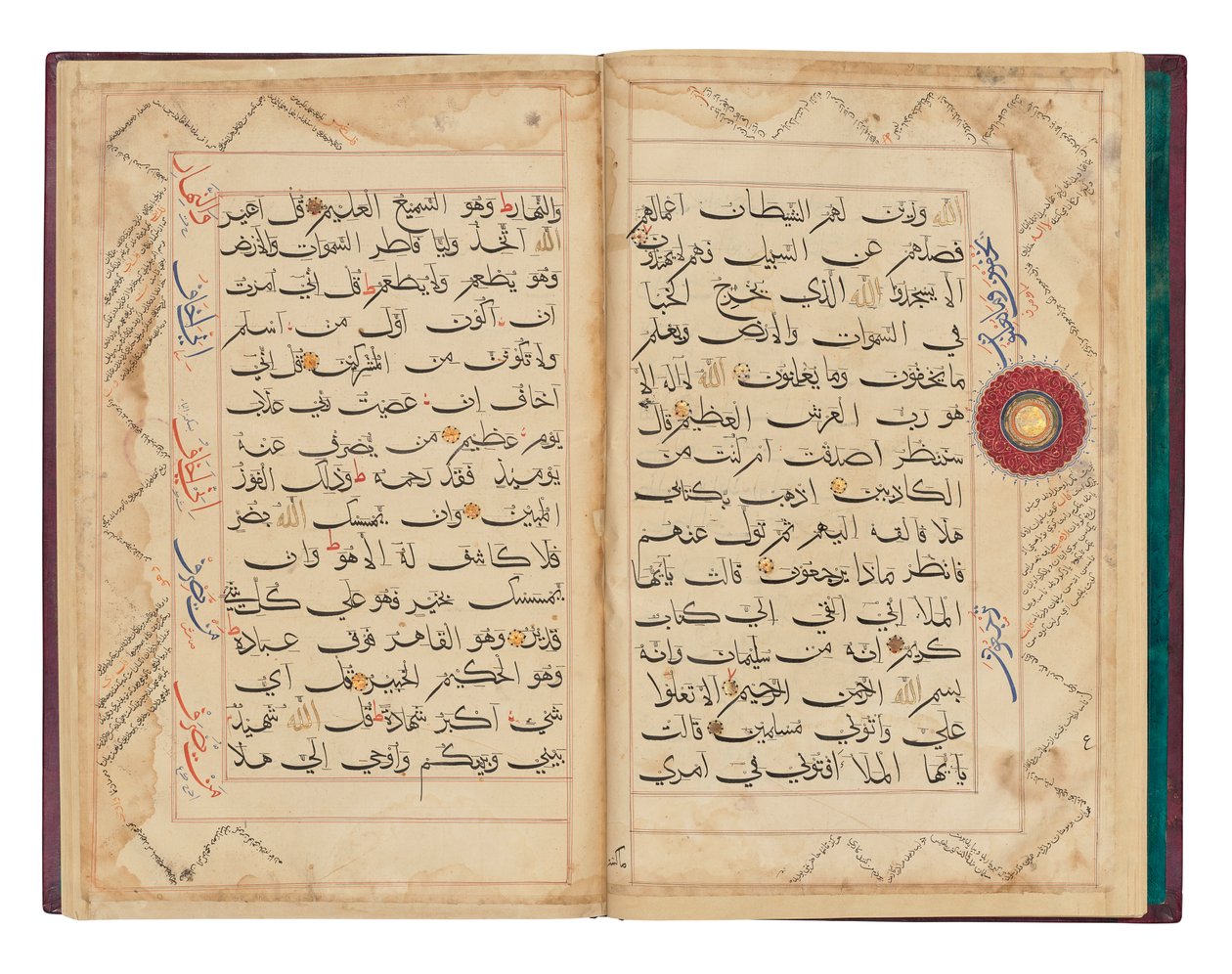 Folioita monumentaalisesta Bihari-koraanista, Intian sulttaanikunta, luultavasti 1400-luvulta (muste paperille). tekijältä Indian School