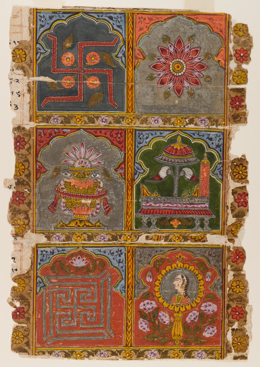 Fragmentti Jain Vijnaptipatrasta, n. 1725-1750 (läpinäkymätön wc paperilla) tekijältä Indian School