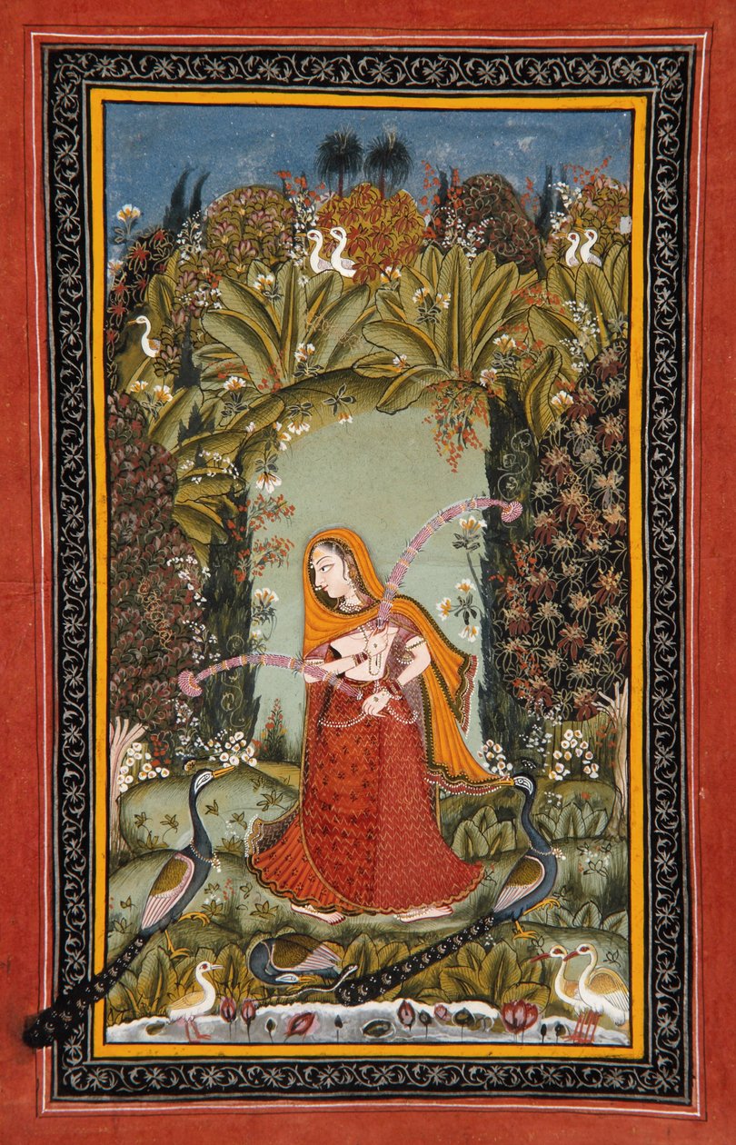 Malkosin Gauri Ragini, n. 1770 (läpinäkymätön wc paperilla) tekijältä Indian School