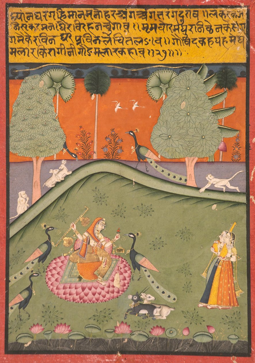 Meghin Gaurmalar Ragini, n. 1720 (läpinäkymätön wc ja kultaa paperilla) tekijältä Indian School
