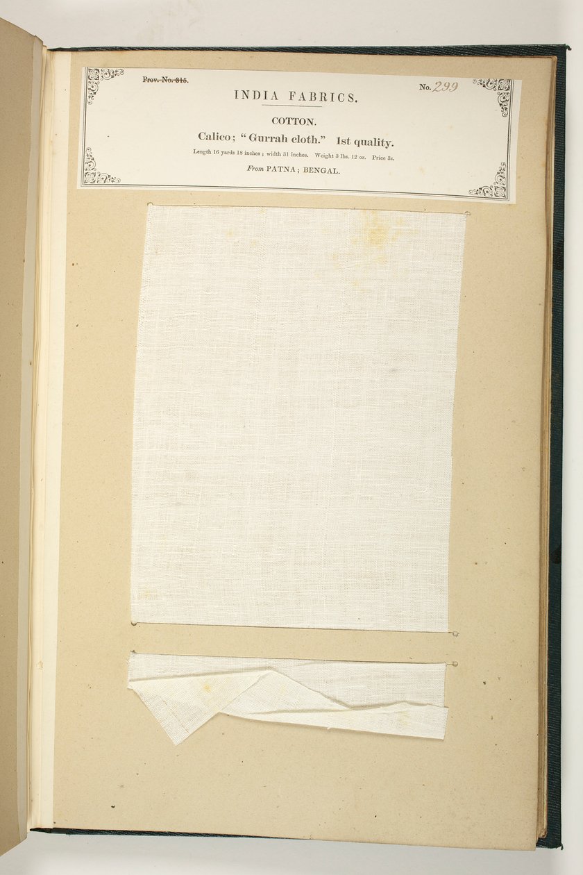 Gurrah Cloth, Patna, Bengal, kokoelmasta The Collection of the Textile Manufacturers of India, kirjoittanut John Forbes Watson, julkaistu vuonna 1866 tekijältä Indian School