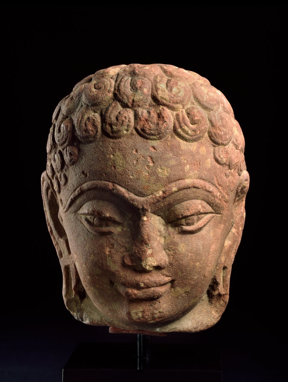 Jain Tirthankaran päällikkö, Mathuran alue, Kushan-kausi, 3.-4. vuosisadalla jKr. (hiekkakivi) tekijältä Indian School