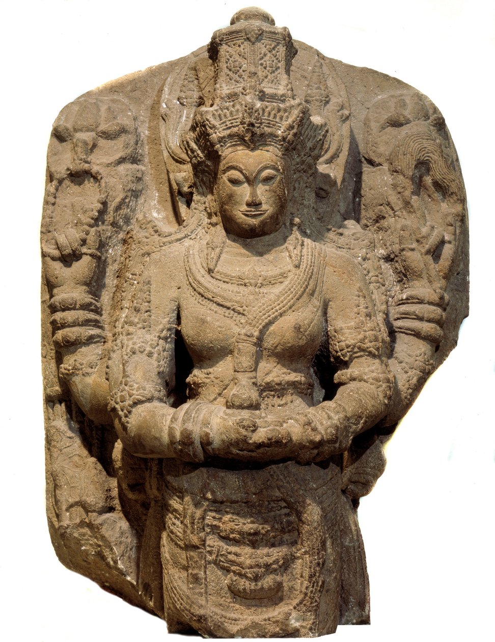 Hindulaisuus: jumalatar Deville omistettu stele. 1400-luku Jaavan saarelta. Pariisi, Guimetin museo, Aasian taiteen kansallinen museo tekijältä Indian School