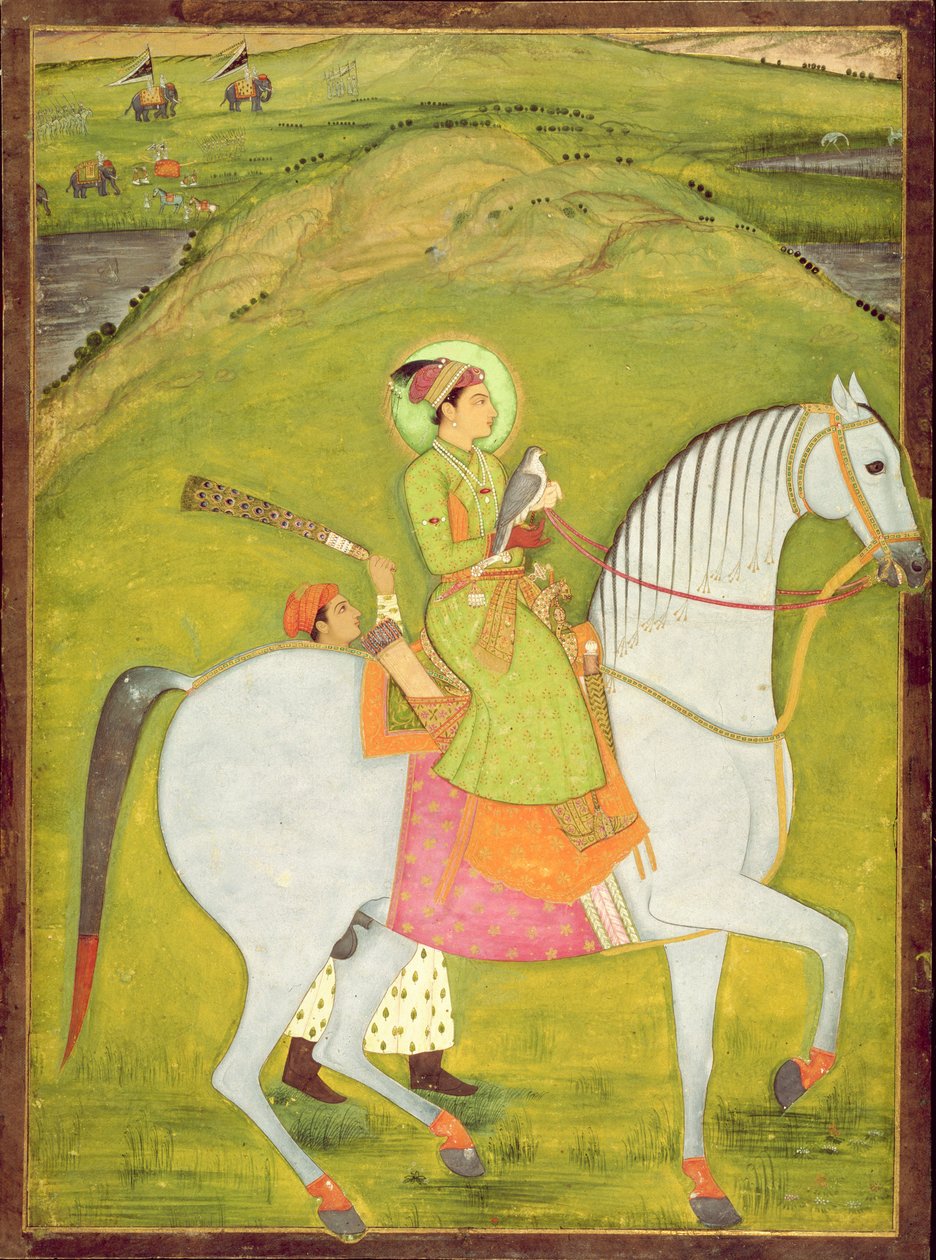 Sisään. 63.7 Nuori prinssi ratsastaa, n. 1720-30 tekijältä Indian School