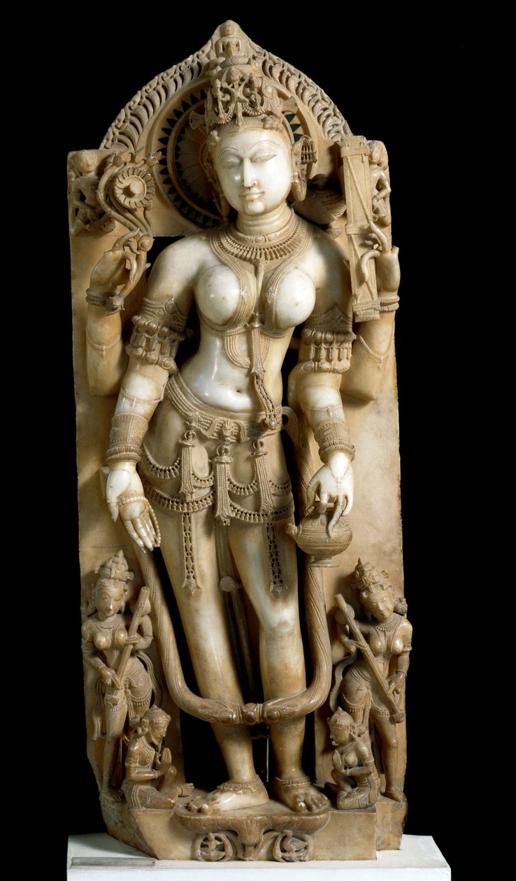 Intialainen taide: jumalallinen Saraswati (Sarasvati) tekijältä Indian School