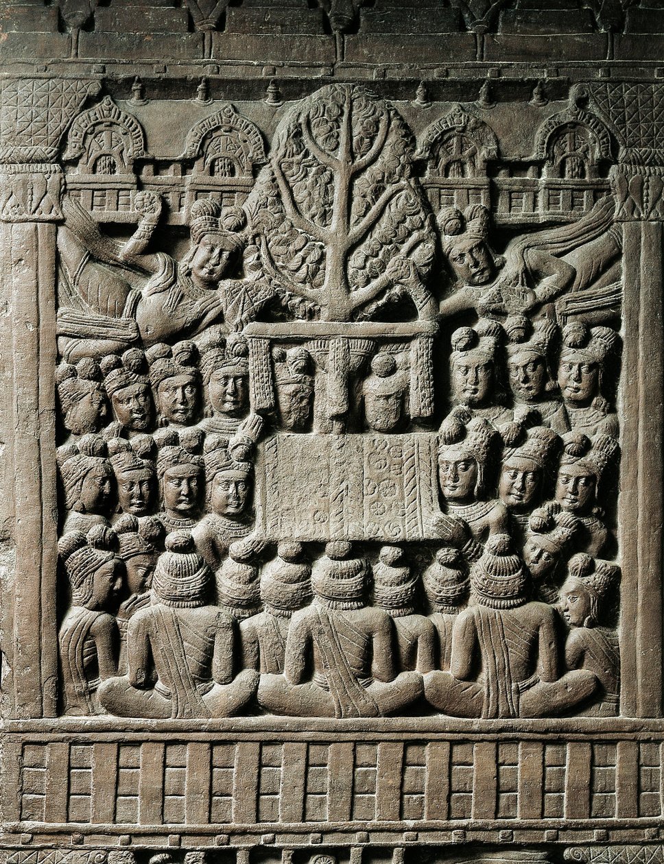 Intialainen taide, hindulaisuus: Jaksha-henkeä edustava matala reliefi, 2. vuosisadalla eKr. Kolkata, Intian museo tekijältä Indian School