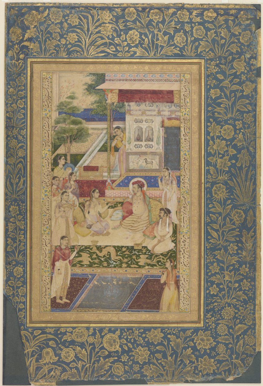Jahangiria ja prinssi Khurramia viihdyttää Nur Jahan, n. 1640-50 tekijältä Indian School