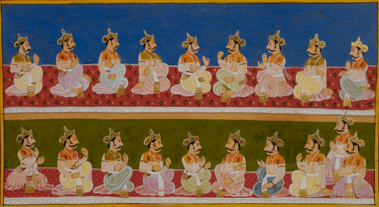 Kuningas Janaka kertoo dynastiansa sukututkimuksen kihlausseremonian aikana. tekijältä Indian School