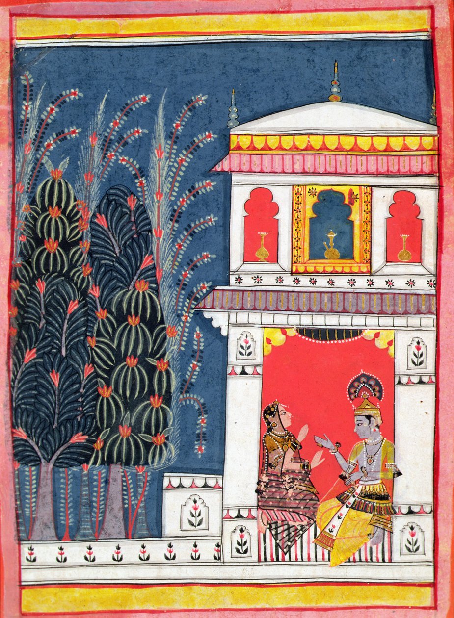 Krishna ja nainen paviljongissa, noin 1660 tekijältä Indian School