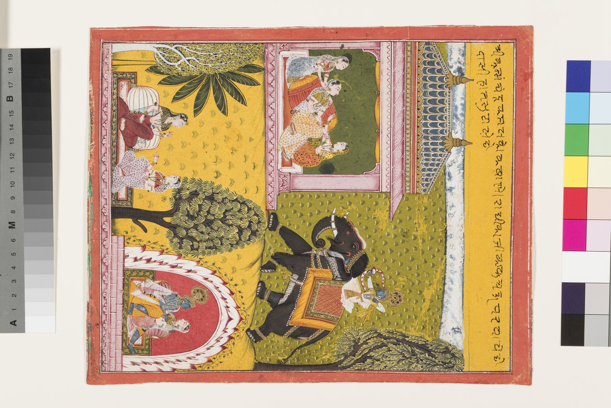 Krishna tulee rakastuneen Radhan luo, noin 1700 tekijältä Indian School