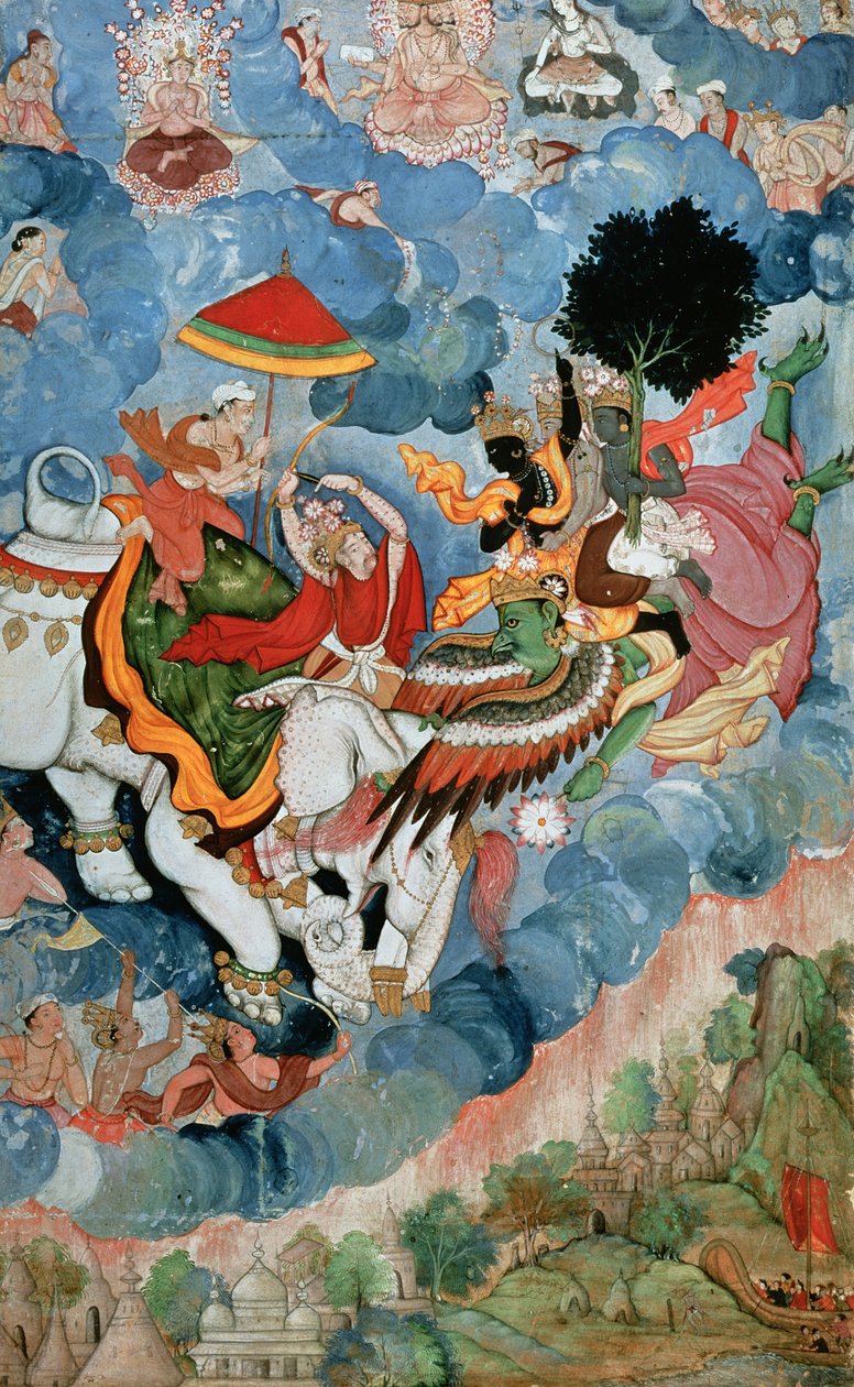 Krishnat taistelevat Indraa vastaan, n. 1590 tekijältä Indian School