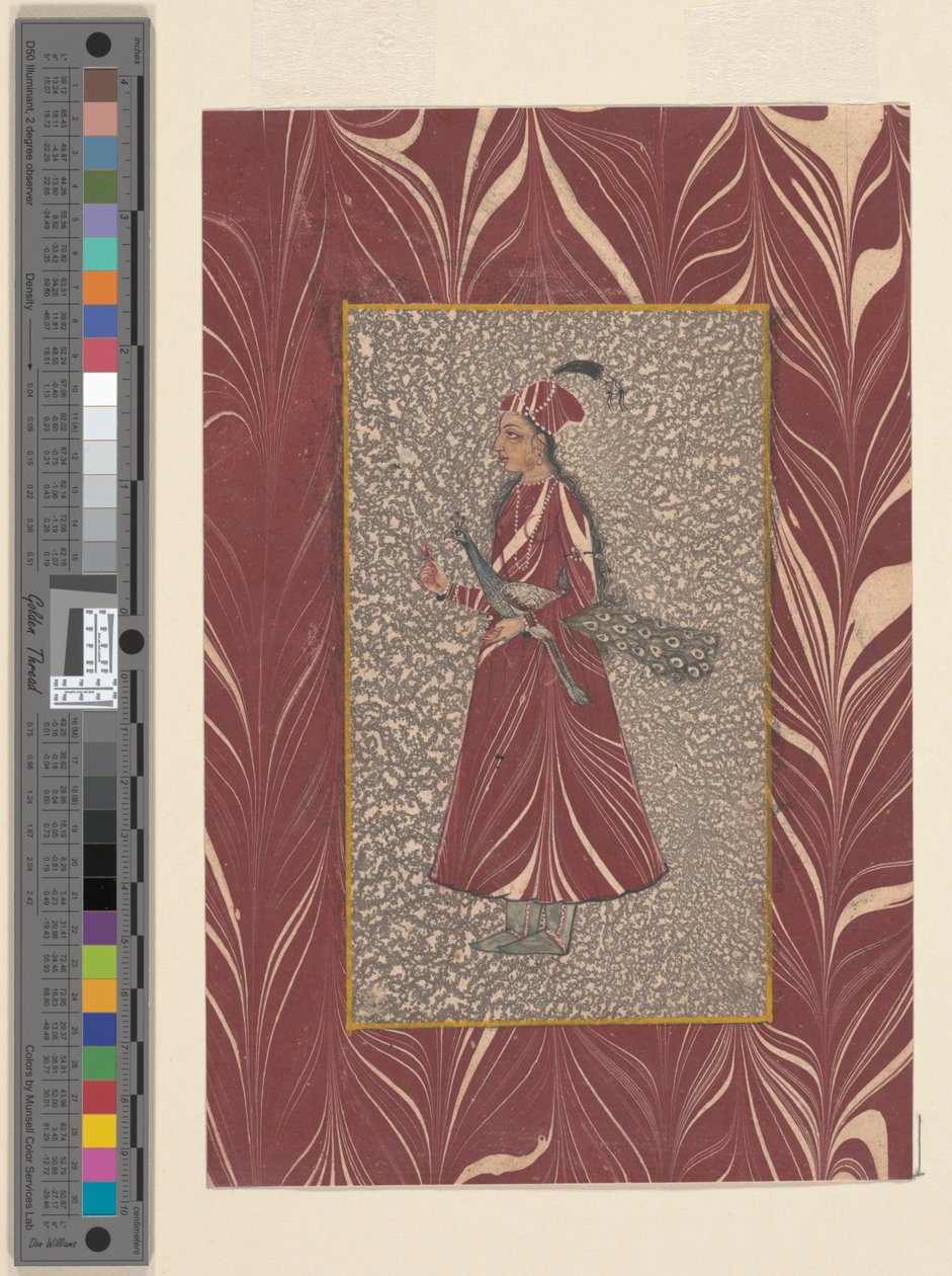 Lady Carrying a Peacock, Bijapur, n. 1660 tekijältä Indian School