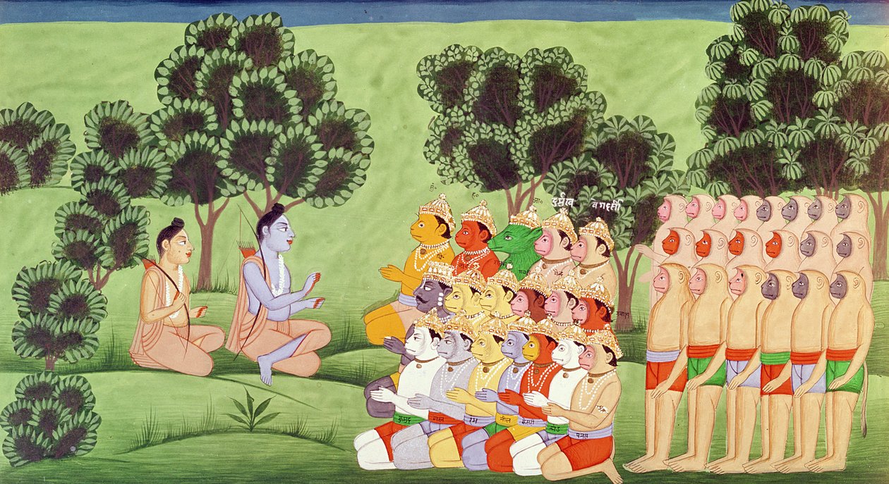 Lakshmana konsultoi apinaarmeijoiden päitä, Ramayanasta tekijältä Indian School