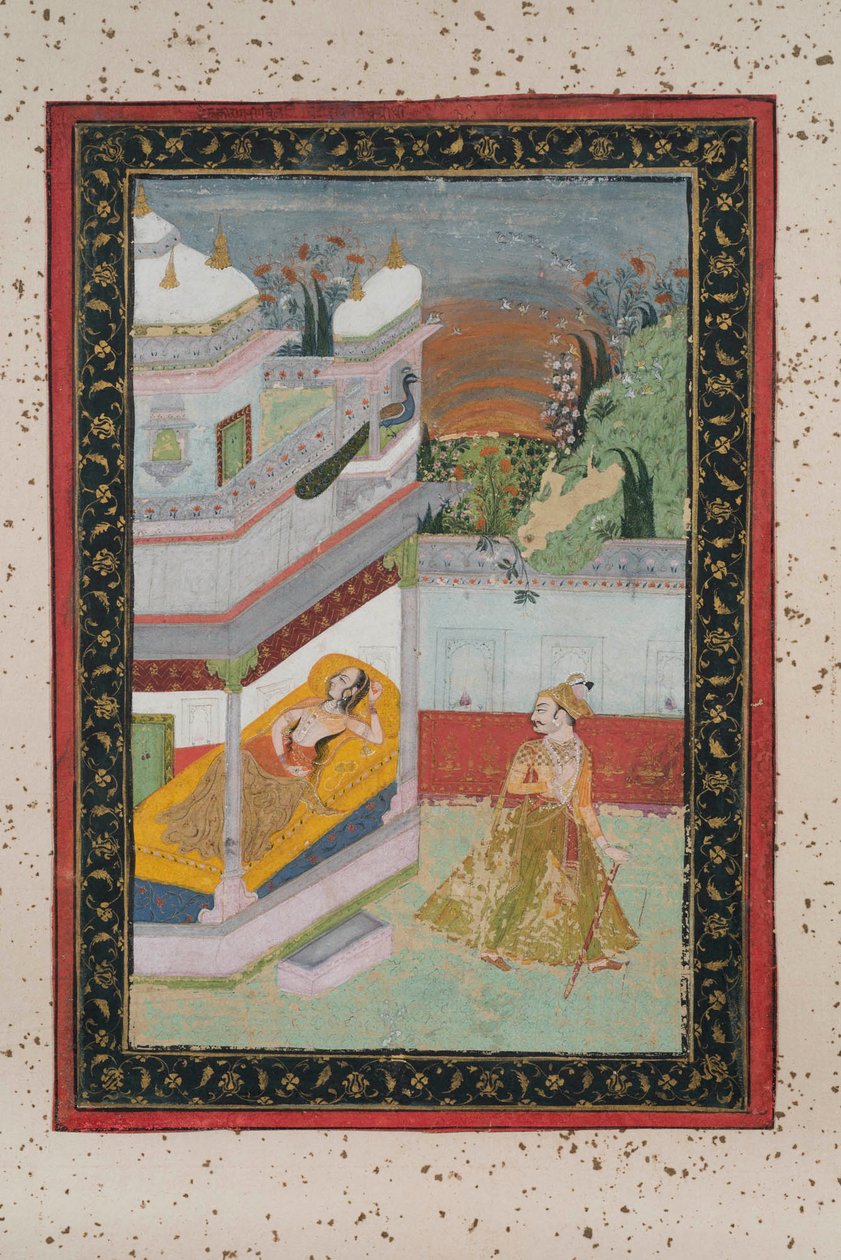Lalit Ragnini, n. 1790 (guassi paperille, kultainen koristelu) tekijältä Indian School