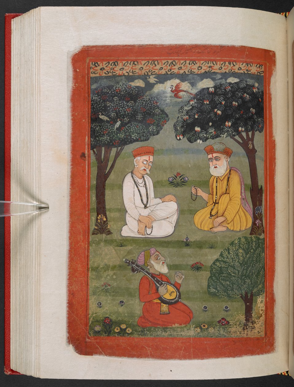 MS Panj B 40, f.131v, Bhagat Kabir ji ja Guru Nanak Dev ji tapaaminen, kuva "Guru Nanakin elämäkerta" tekijältä Indian School