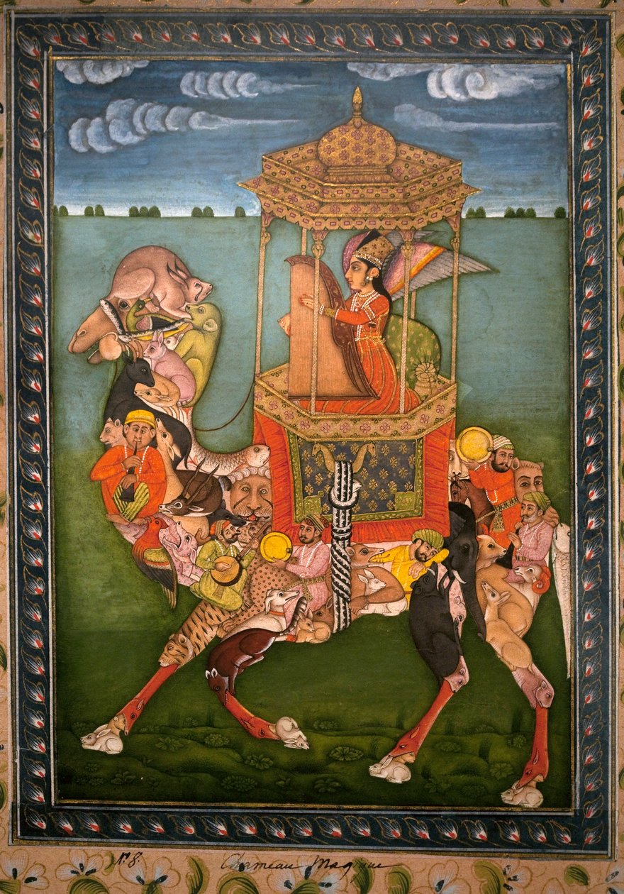 Maaginen kameli. Maalattu miniatyyri, noin 1750, Rajasthanin ja Paharin (Intia) taidetta. Korean kansallismuseo, Soul (Etelä-Korea). tekijältä Indian School