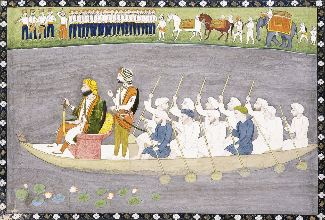 Maharaja Gulab Singh Wular-järvellä Kashmirissa, noin 1840 tekijältä Indian School