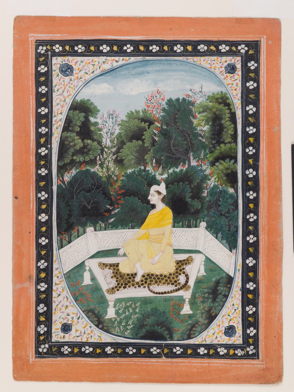 Mies meditoi puutarhaympäristössä, n. 1820-40 (wc paperilla) tekijältä Indian School