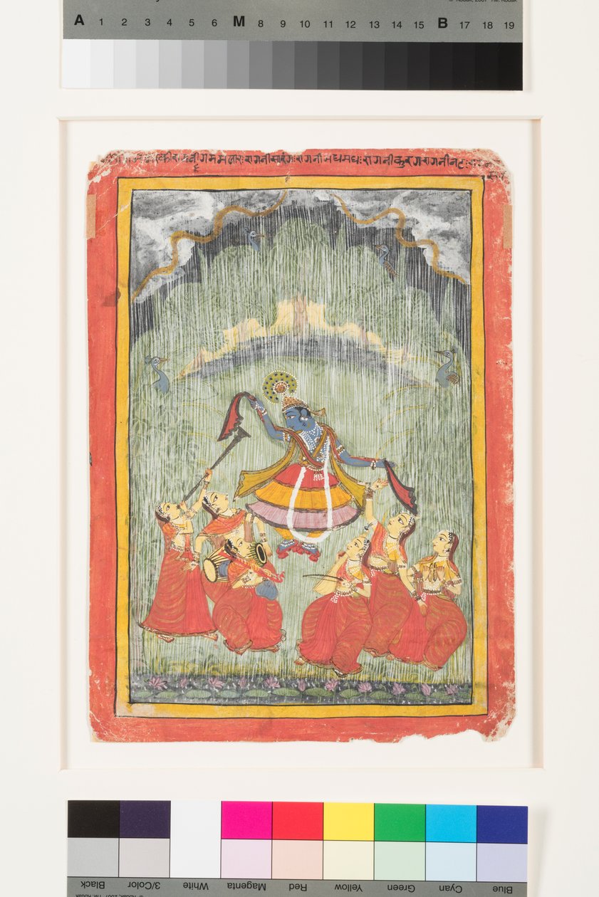 Megh Malar Raga, n. 1720 (läpinäkymätön w/c paperilla) tekijältä Indian School