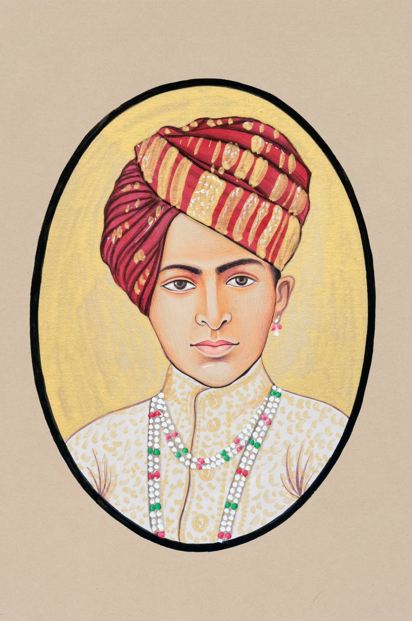 Miniatyyri Maalaus Maharaja Jai Singh Alwarista tekijältä Indian School