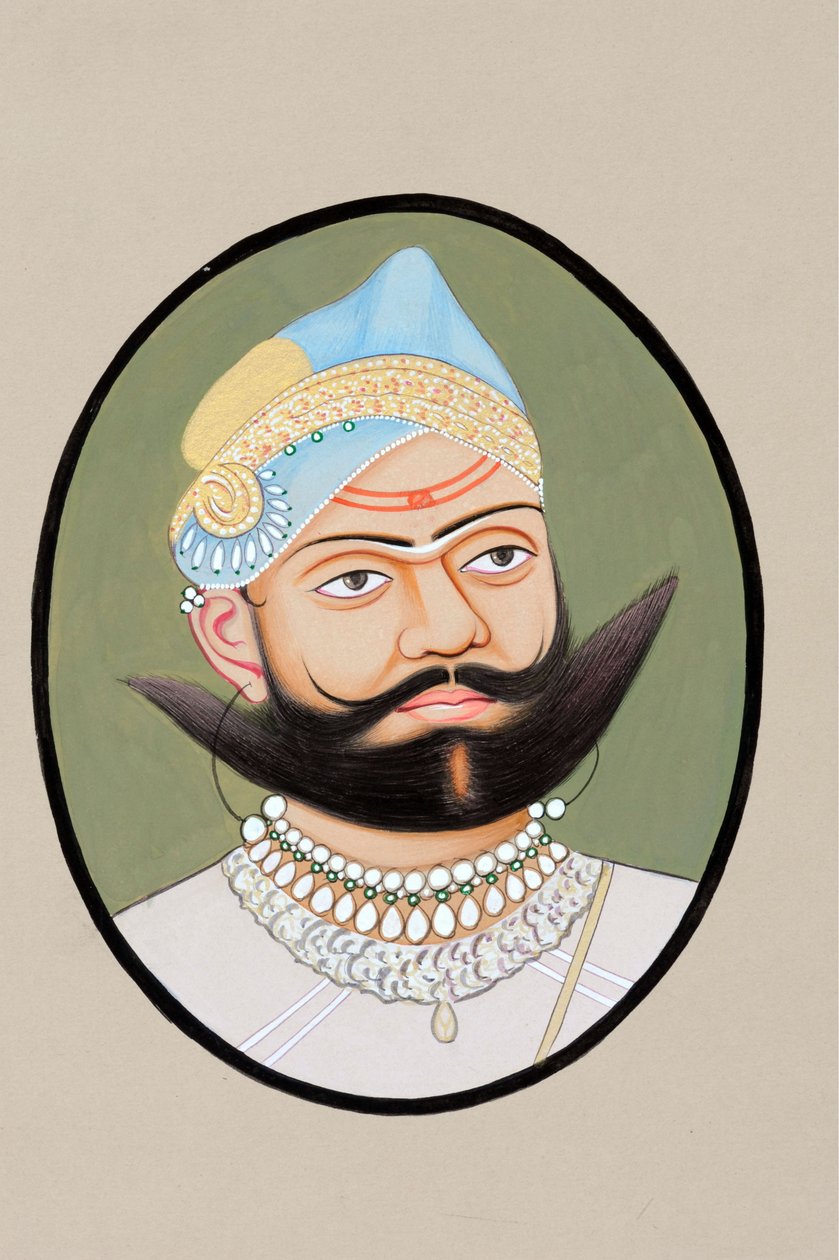 Pienoismalaus Maharaja Sajjan Singhistä 1874 tekijältä Indian School