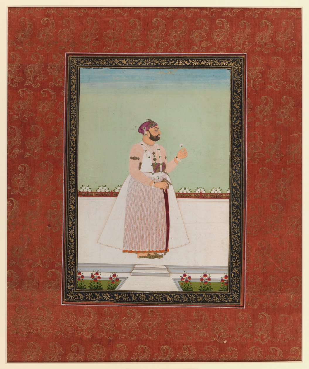 Munir al-Mulk Bahadur, 1875-1900 (läpinäkymätön wc ja kultaa paperilla) tekijältä Indian School