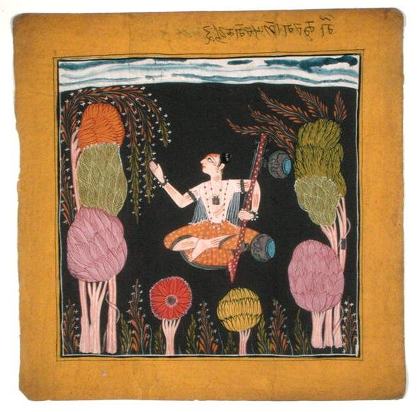 Musiikkitila Goda Raga-Kulu-Pahari, n.1700-10 (guassi paperille) tekijältä Indian School