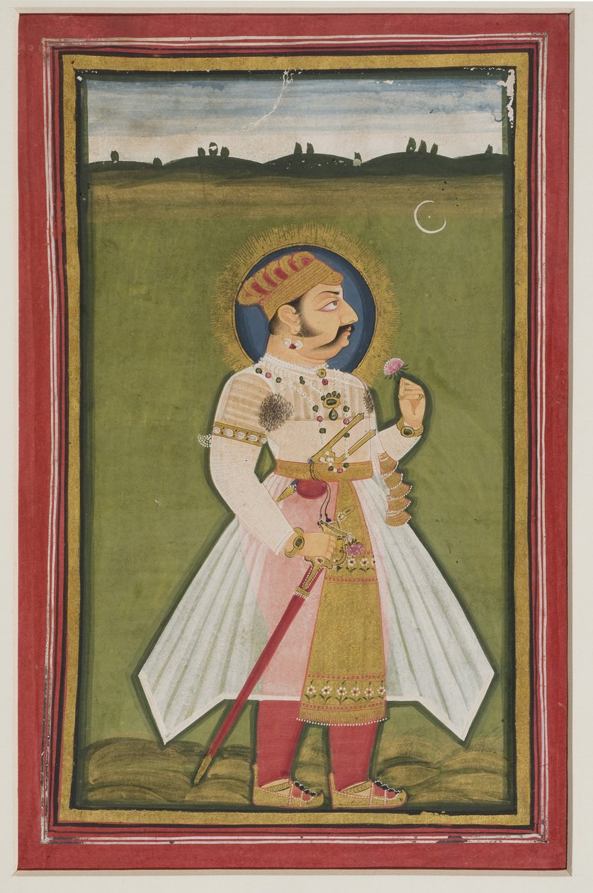 Muotokuva Kumbha Ranasta Udaipurista, 1820 (guassi intialaiselle paperille) tekijältä Indian School