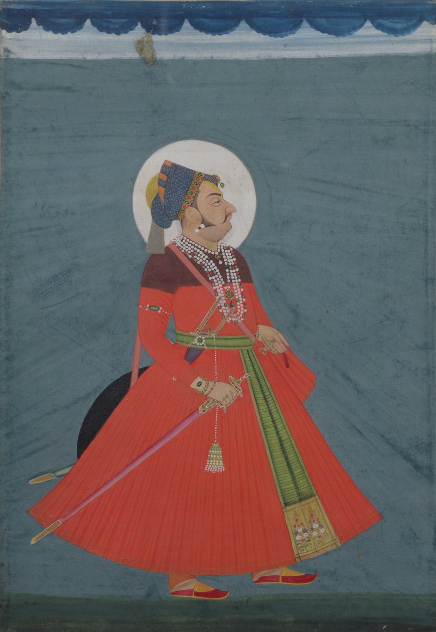 Maharaja Ajit Singhin muotokuva Jodhpurista (1678-1724) Jodhpur, 1800-luku tekijältä Indian School