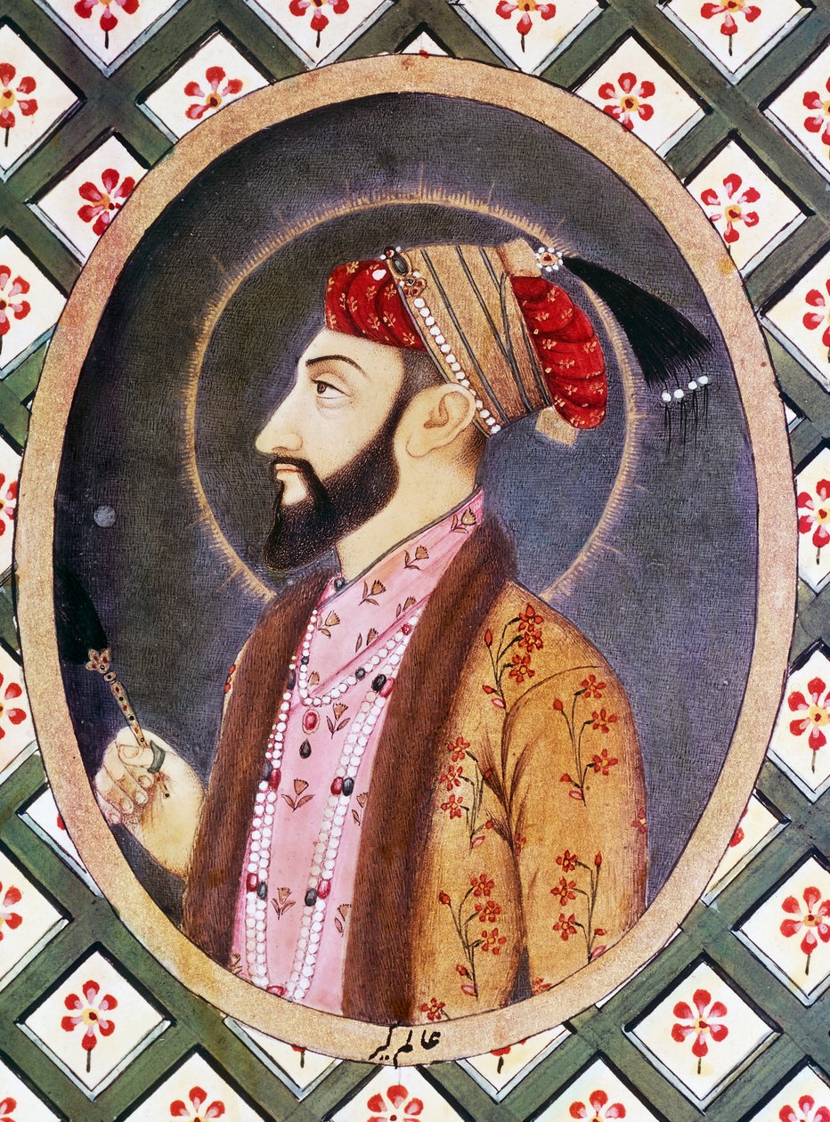 Muotokuva Mughal-keisari Aurangzebista, joka tunnetaan nimellä Alamgir I (1618-1707), Intian hallitsija vuosina 1658-1717 tekijältä Indian School