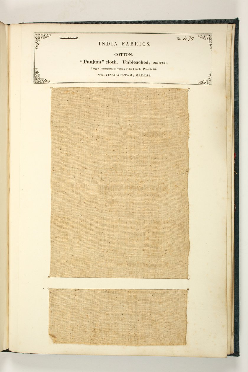 Punjum Cloth, Vizagapatam, Madras, kokoelmasta The Collection of the Textile Manufacturers of Indian, kirjoittanut John Forbes Watson, julkaistu vuonna 1866 tekijältä Indian School