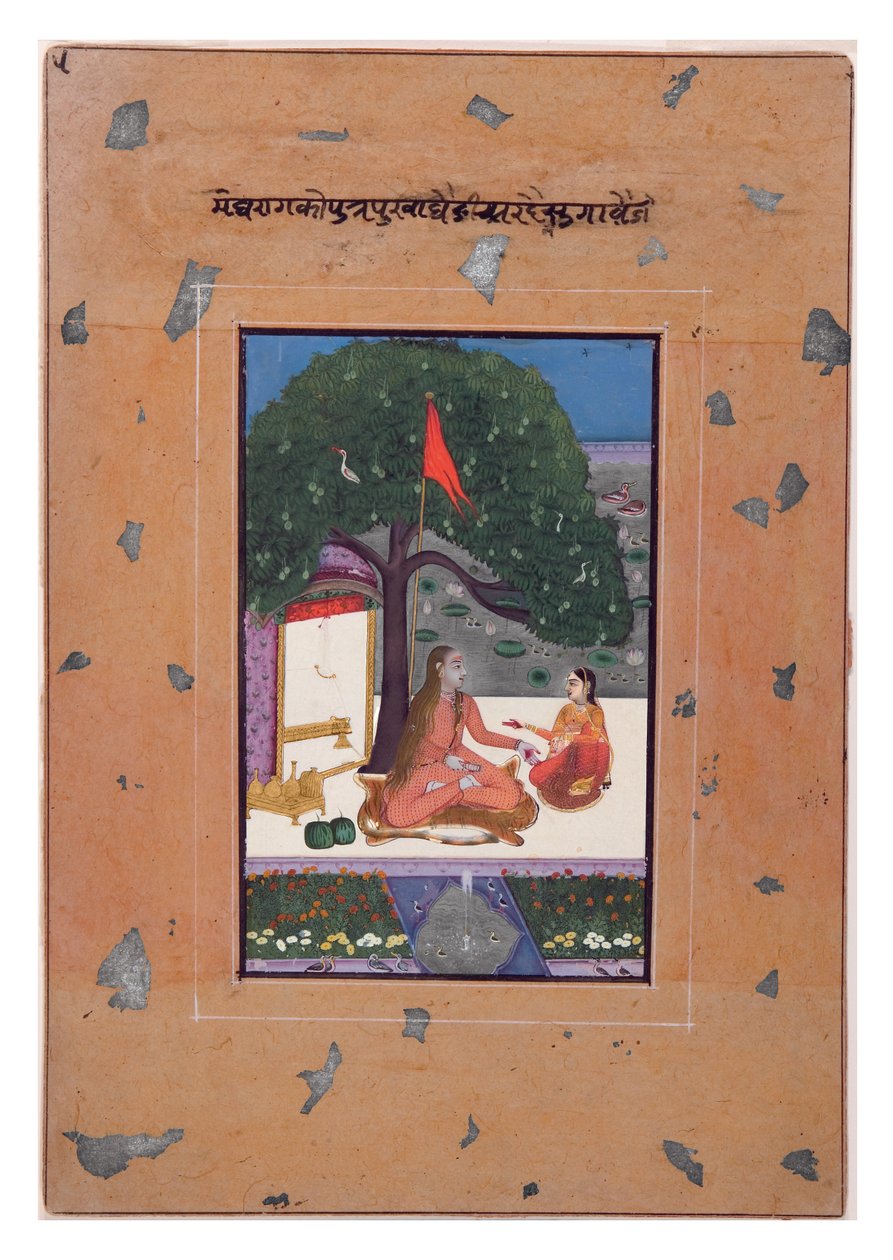 Purva Ragini of Megh, n. 1740-80 (läpinäkymätön wc paperilla) tekijältä Indian School