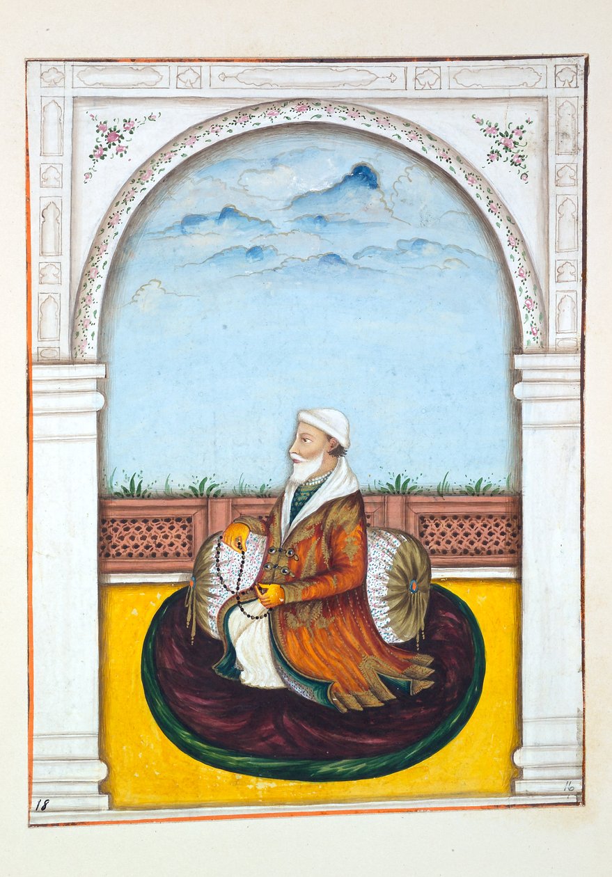 Rajah Dina Nath-Bahadur, kirjasta The Kingdom of the Punjab, its Rulers and Chiefs, osa I, 27 akvarellitutkimuksen osio tunnistamattomalta intialaiselta taiteilijalta, n. 1840 (wc paperilla) tekijältä Indian School