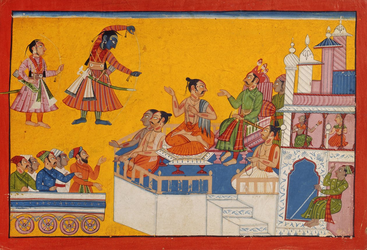Rama taivuttaa jousensa, n. 1700 (läpinäkymätön wc paperilla) tekijältä Indian School