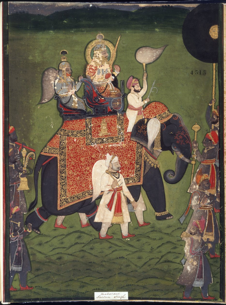 Rana Jawan Singh of Mewar (akvarelli paperille) tekijältä Indian School