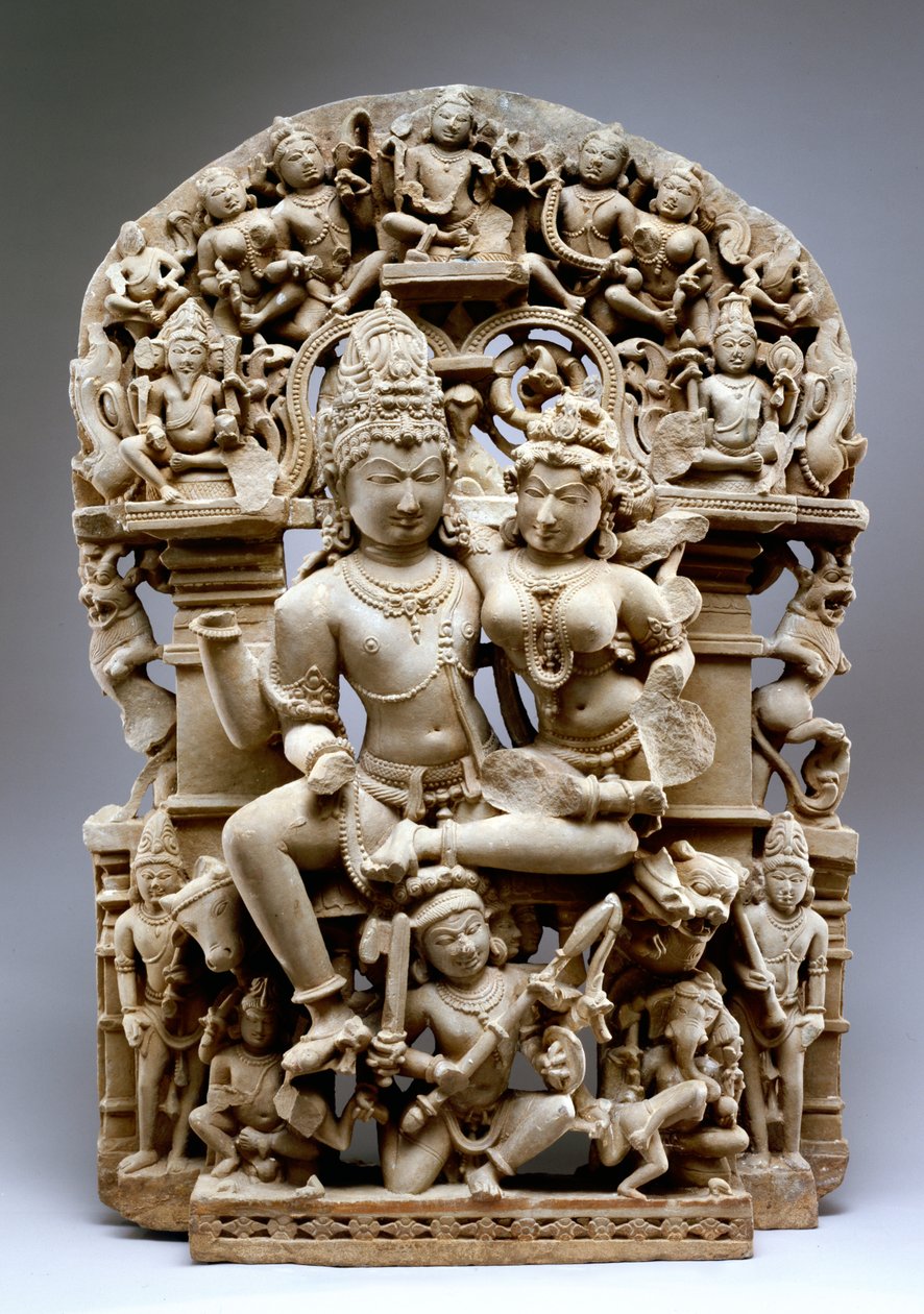 Ravana ja Shiva, Hinglajgarh-kulttuuri, 1100 jKr (hiekkakivi) tekijältä Indian School