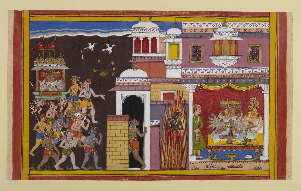 Rāvaṇa tapaa Balin palatsissa, jota vartioi Viṣṇu, joka katoaa ja säästää hänet toistaiseksi. tekijältä Indian School