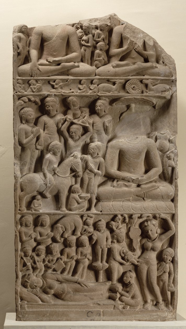 Kohtauksia Buddhan elämästä, Sarnath, Uttar Pradesh tekijältä Indian School