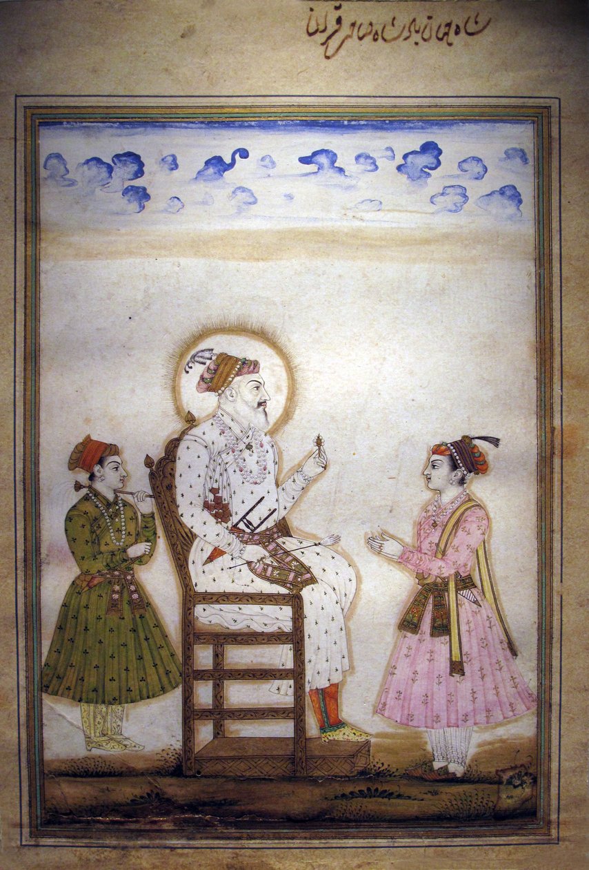 Shah Jahan istui avustajien kanssa tekijältä Indian School