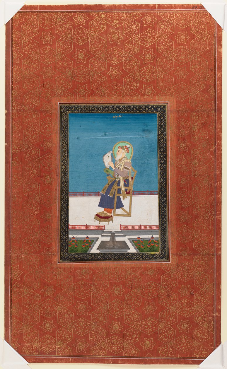 Shah Jahan haukalla, 1875-1900 (läpinäkymätön wc ja kultaa paperilla) tekijältä Indian School