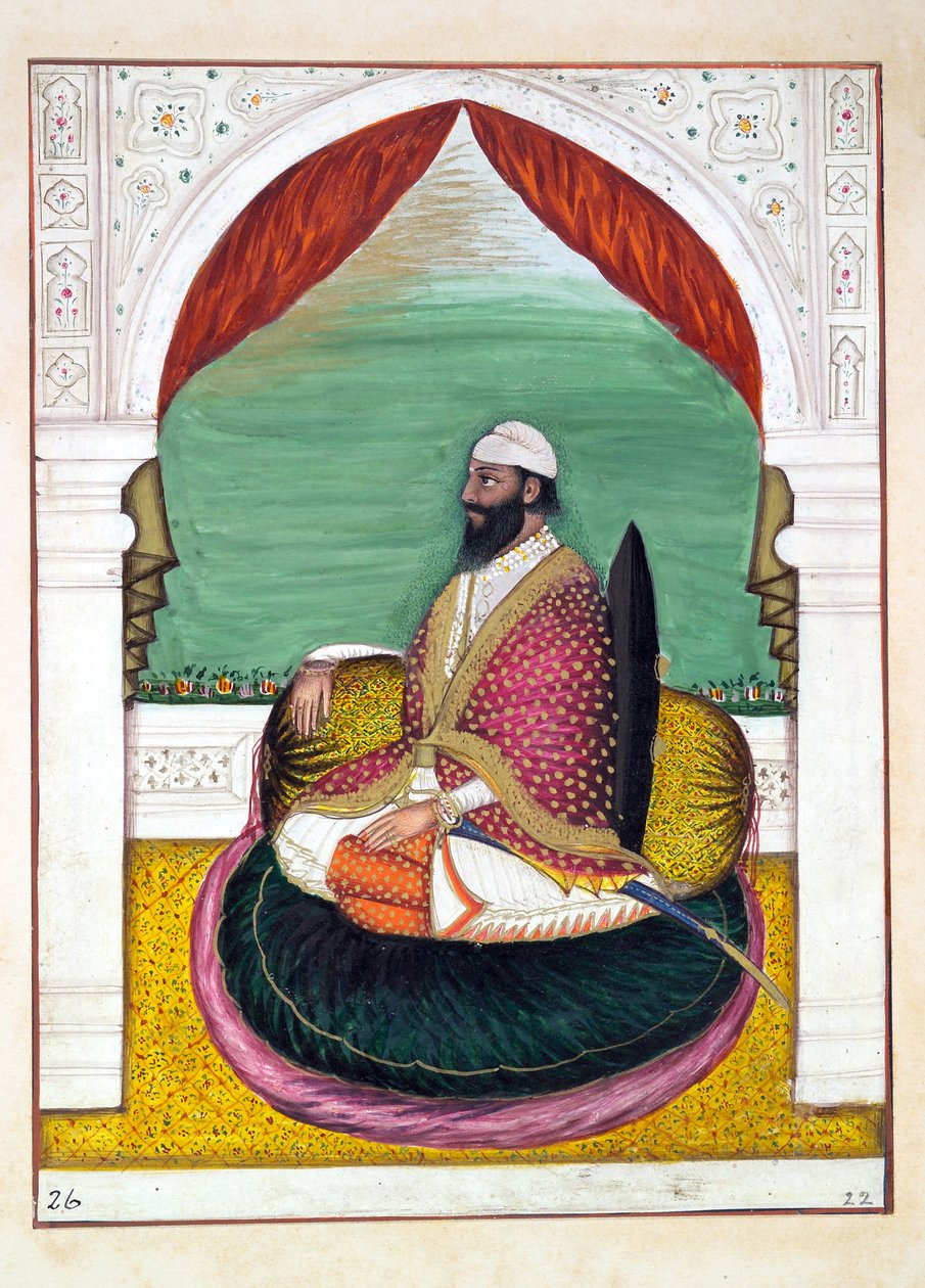 Sirdar Mangal Singh, kirjasta The Kingdom of the Punjab, its Rulers and Chiefs, osa I, 27 akvarellitutkimuksen osio tuntemattomalta intialaiselta taiteilijalta, n. 1840 (wc paperilla) tekijältä Indian School