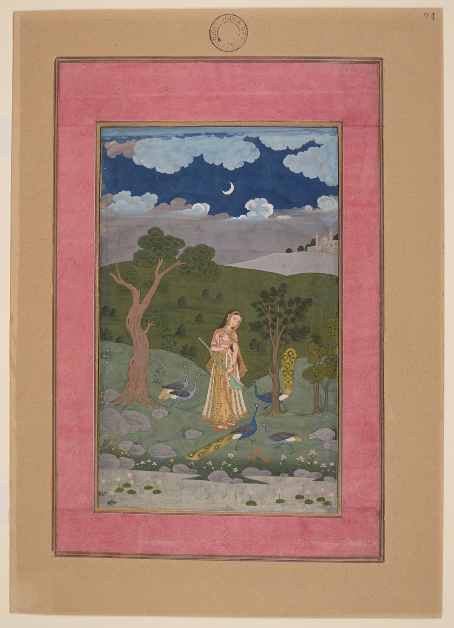 Sorath Ragini, Intia, Hyderabad, noin 1760; Johnsonin albumi 37, nro 24 (muste, värit ja kulta paperille). tekijältä Indian School