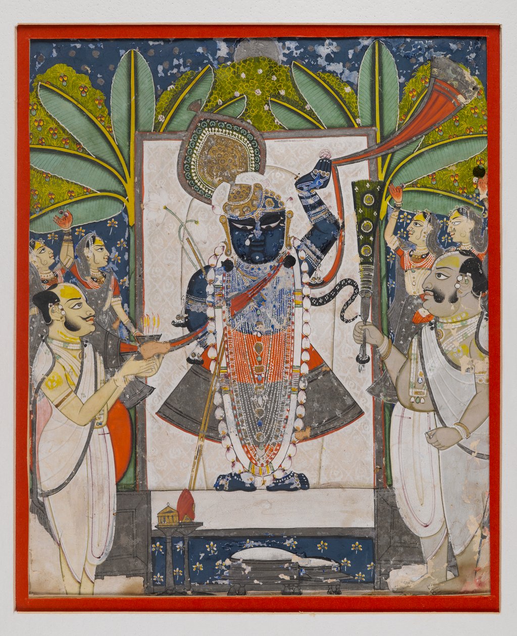 Sri Nathaji, n. 1775 (läpinäkymätön wc, kultaa ja hopeaa paperilla) tekijältä Indian School