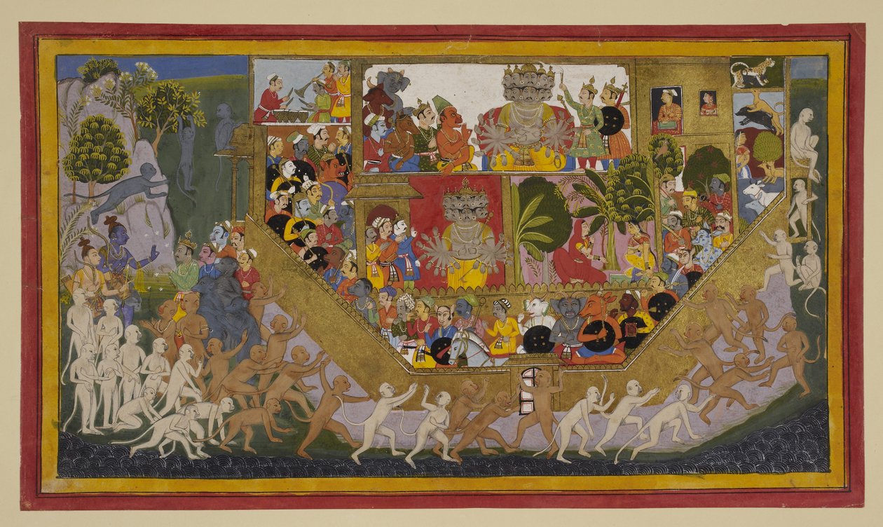 Sītā anoo kuolemaa; Rāvaṇa valmistautuu joukkoihin, kun Rāman liittolaiset piirittävät Laṅkāa. tekijältä Indian School