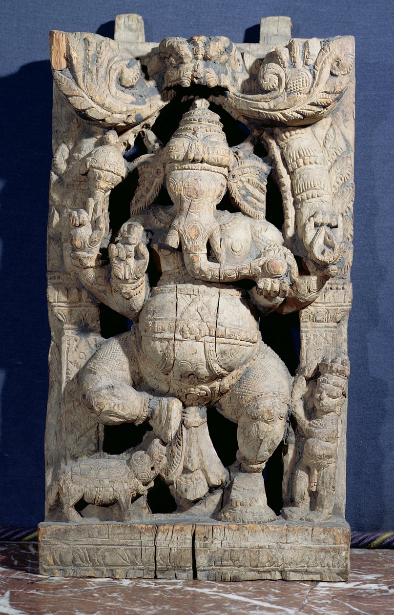 Ganeshin patsas istuimella (puinen) tekijältä Indian School